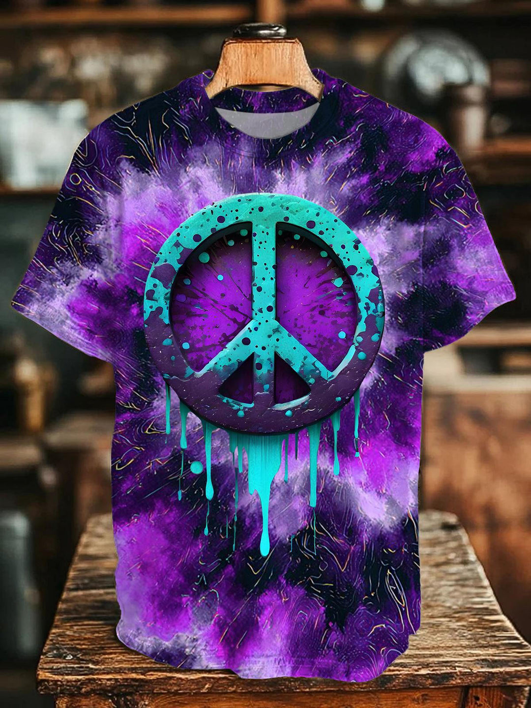 Hippie Smiley Face Crew Neck T-shirt
