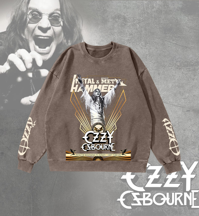 Ozzy Osbourne Round Neck Washed Sweatshirt
