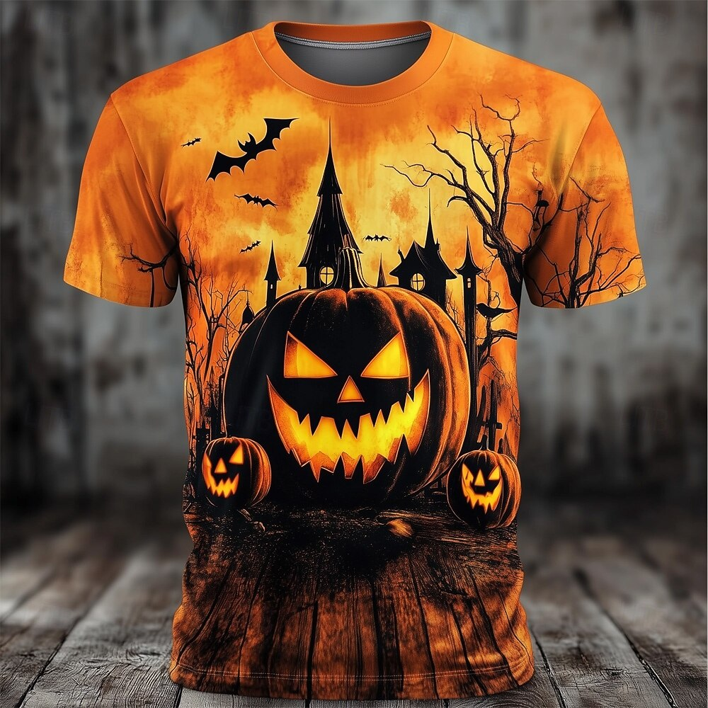 Halloween Scary Pumpkin Crew Neck T-shirt