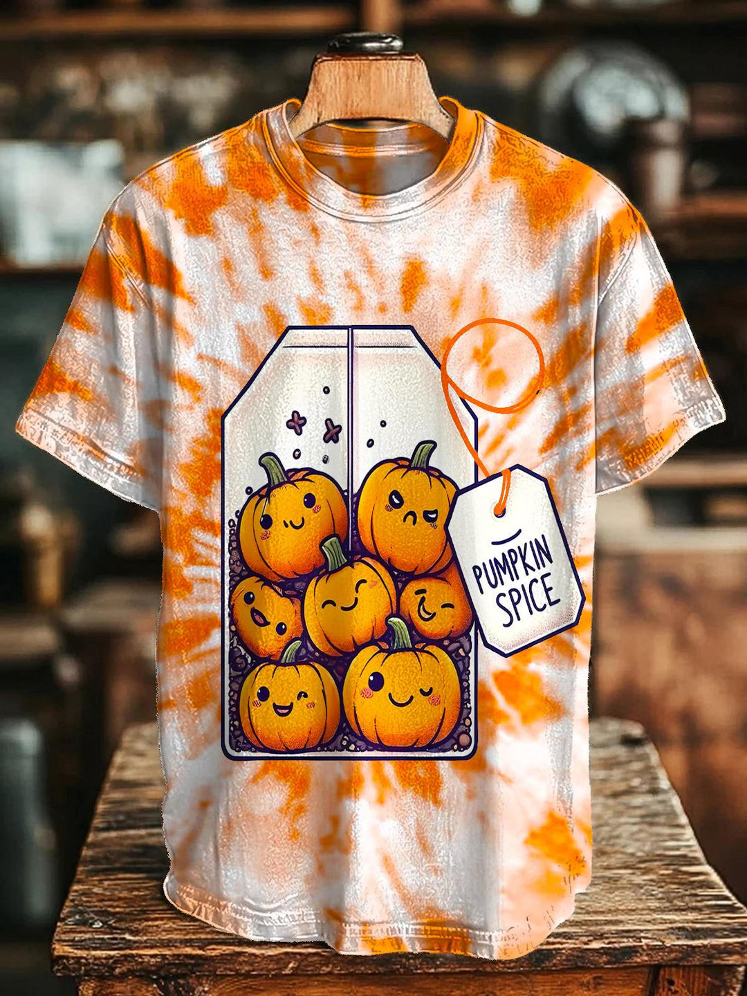 Autumn Pumpkin Print Crew Neck T-shirt