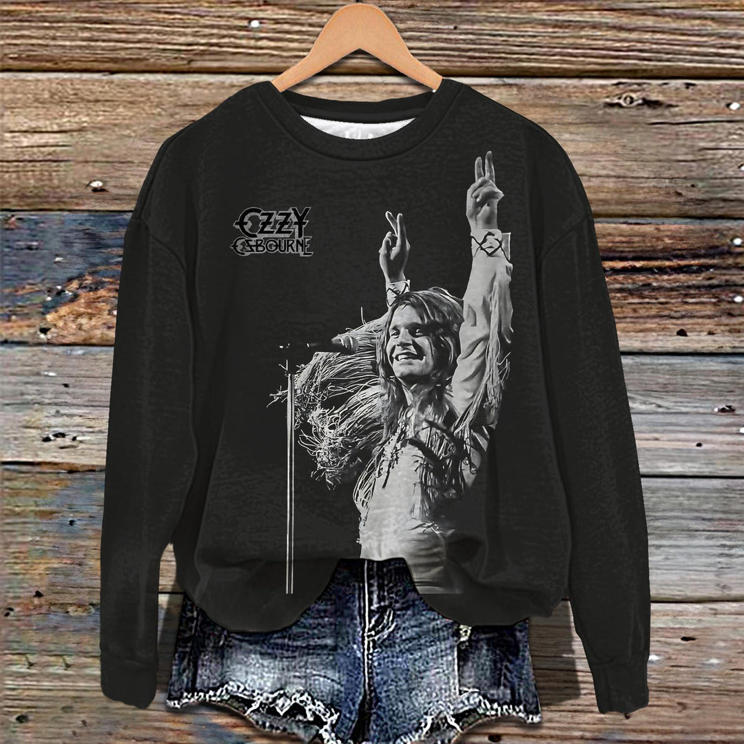No More Tour Ozzy Osbourne Printed Long Sleeve Casual Top