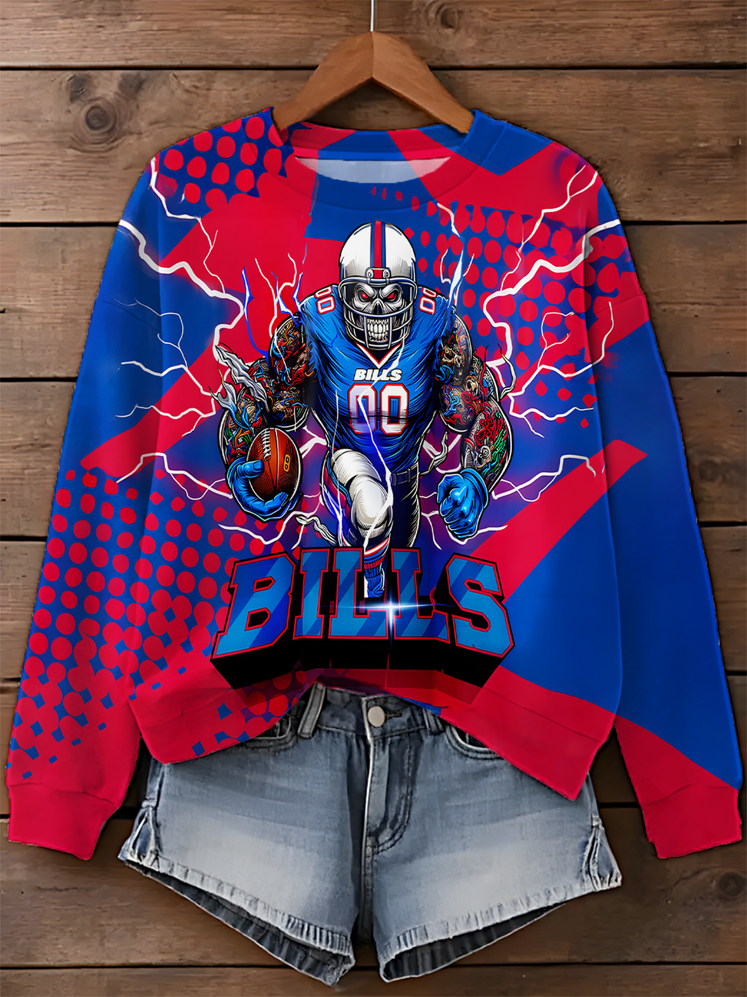 Bills Football Printed Long Sleeve Casual Top