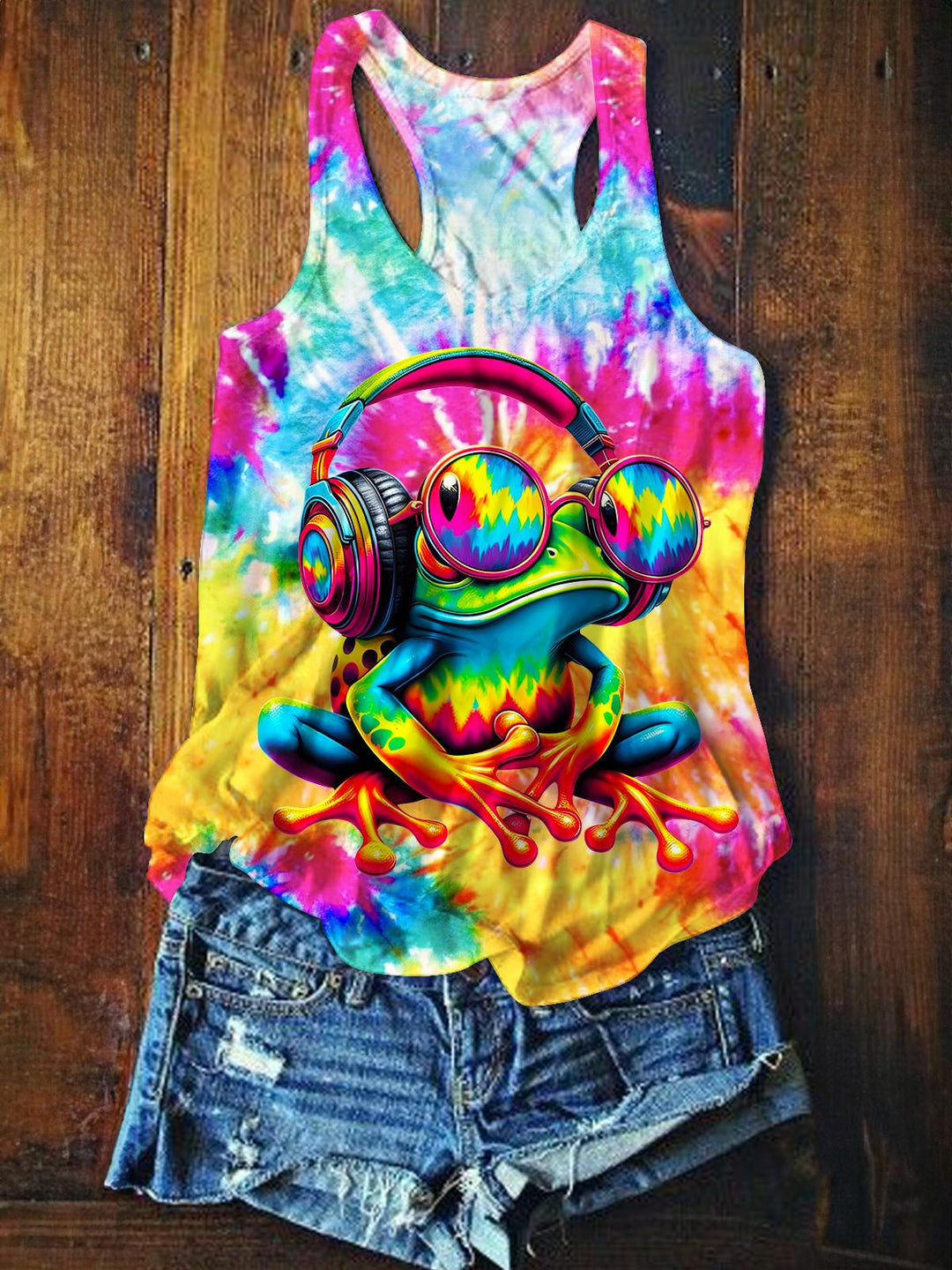 Retro Colorful Hippie Printed Casual Tank Top