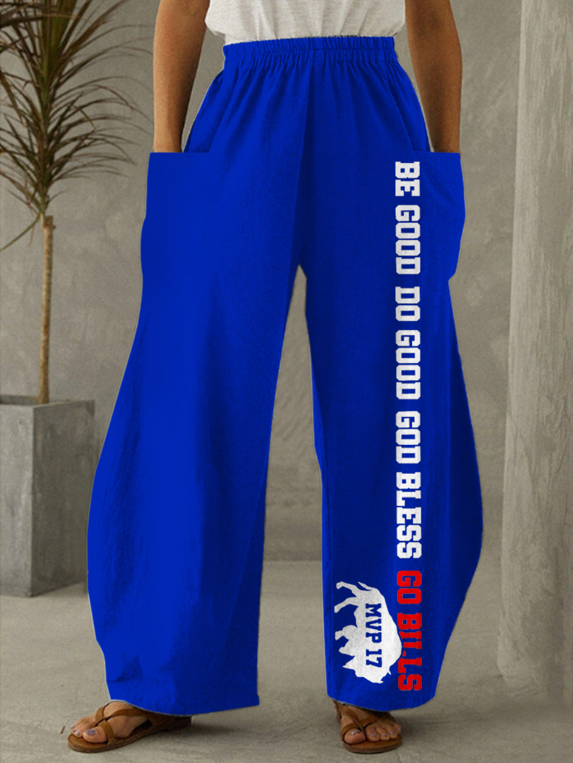 God Bless Go Bills Print Casual Pants