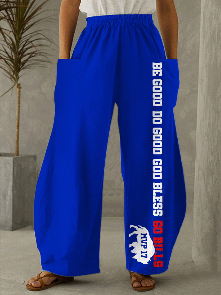 God Bless Go Bills Print Casual Pants