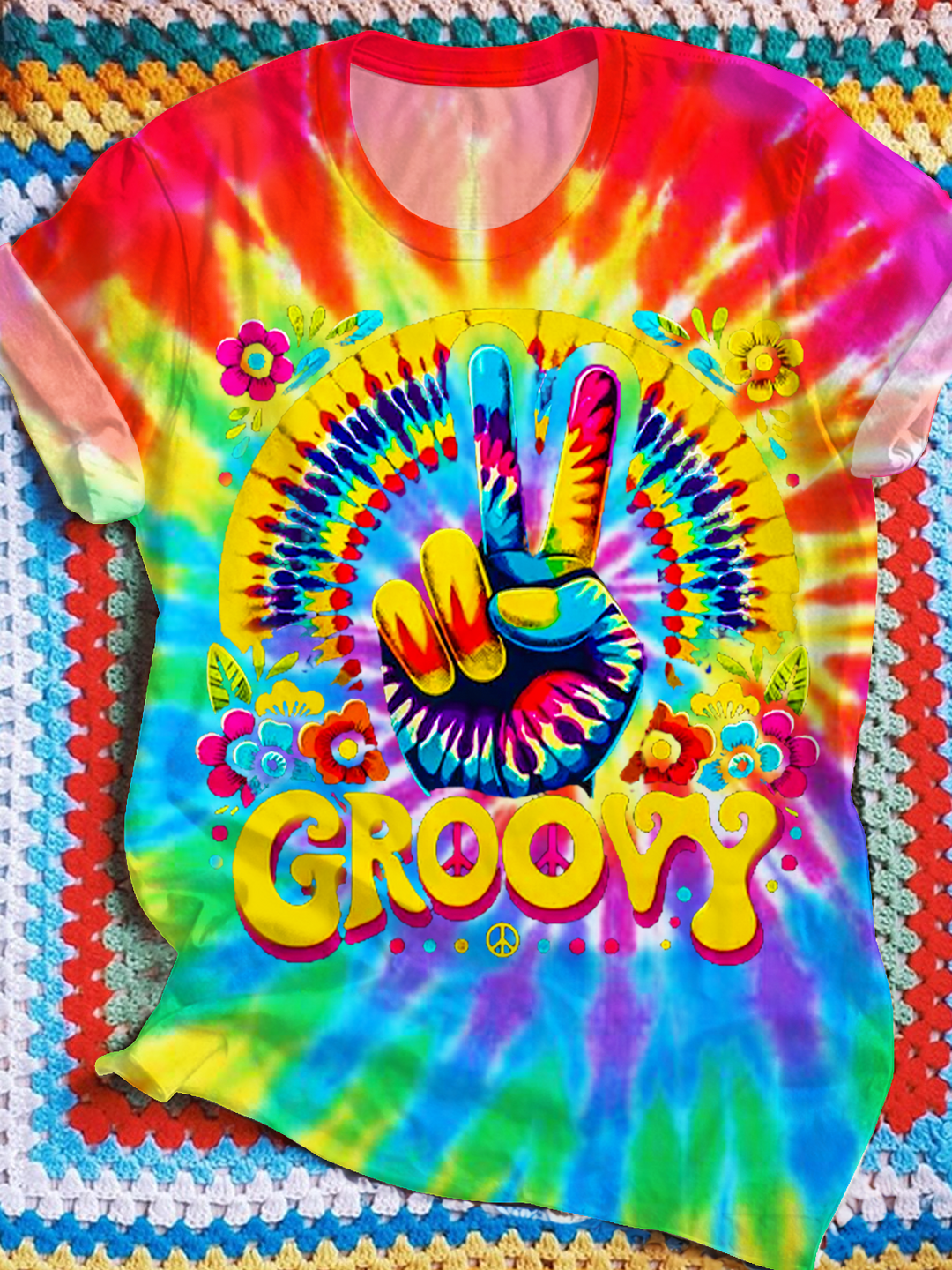 Tie-dye Free Hippie Spirit Art Crew Neck T-shirt