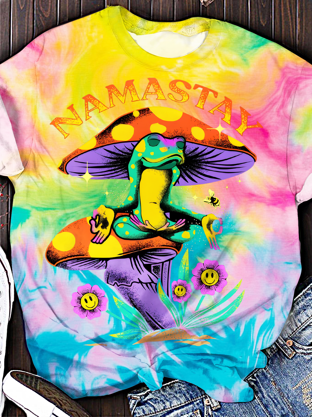 Tie-Dye Hippie Frog Crew Neck T-shirt
