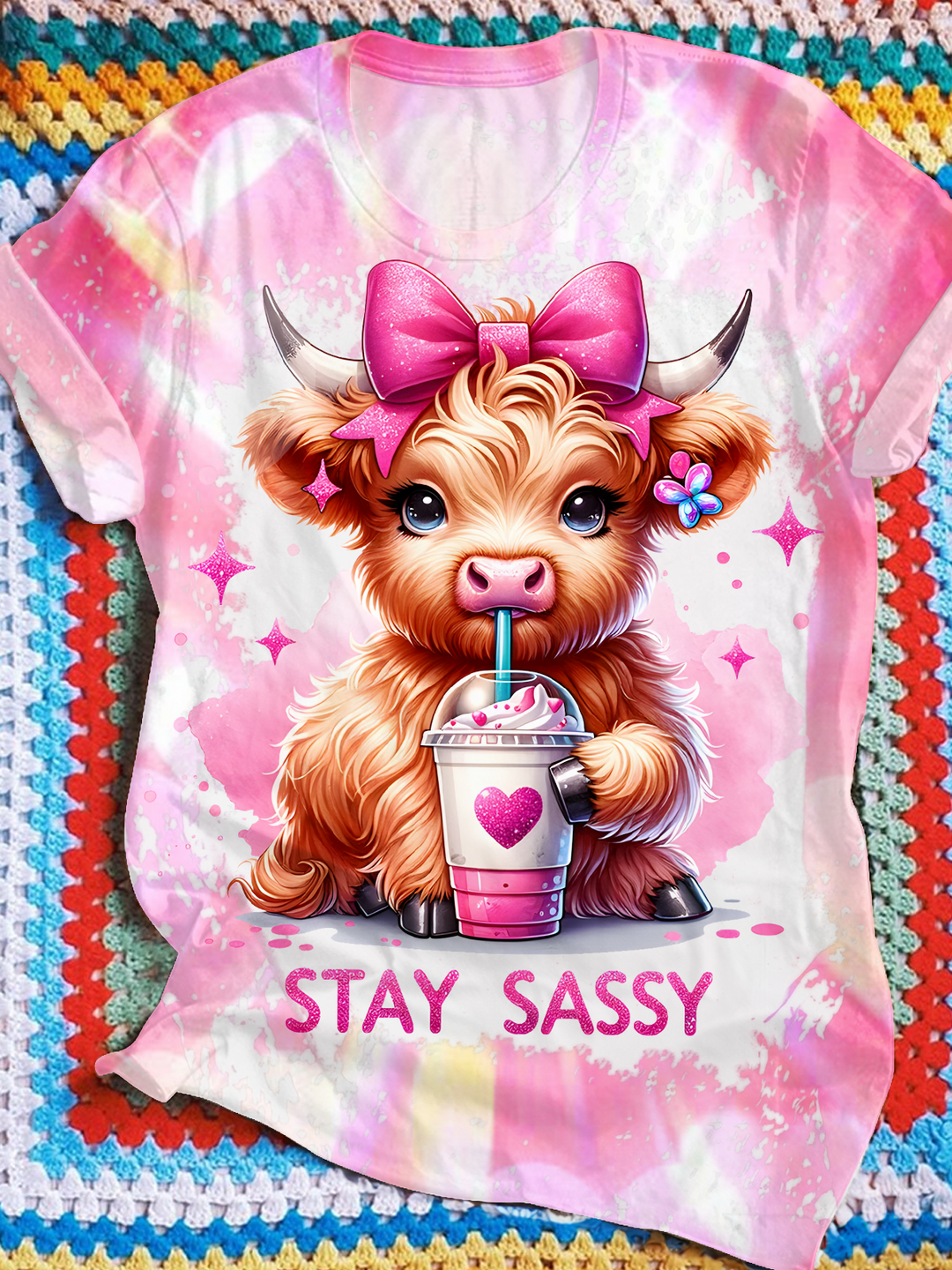Stay Sassy Highland Cow Crew Neck T-shirt