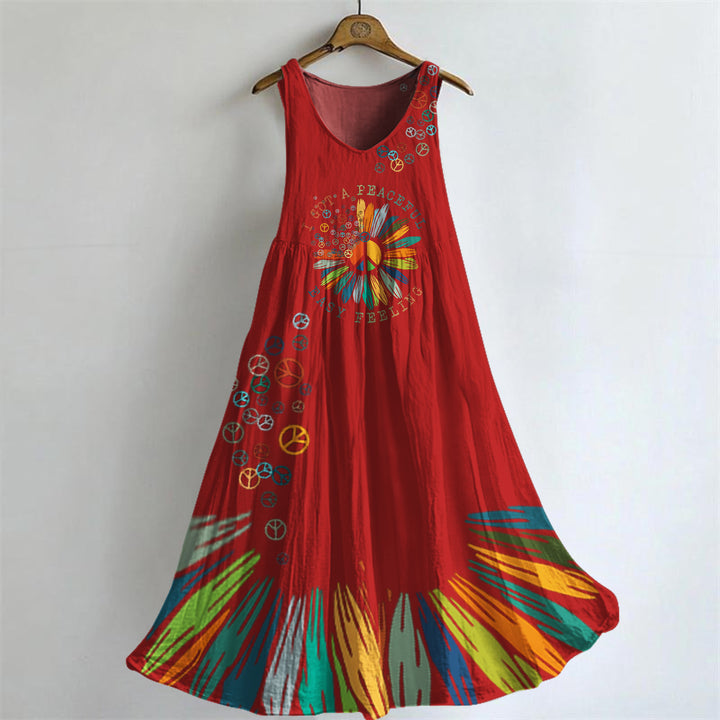 Hippie Literary Exquisite Hemp Sleeveless V-Neck Dress