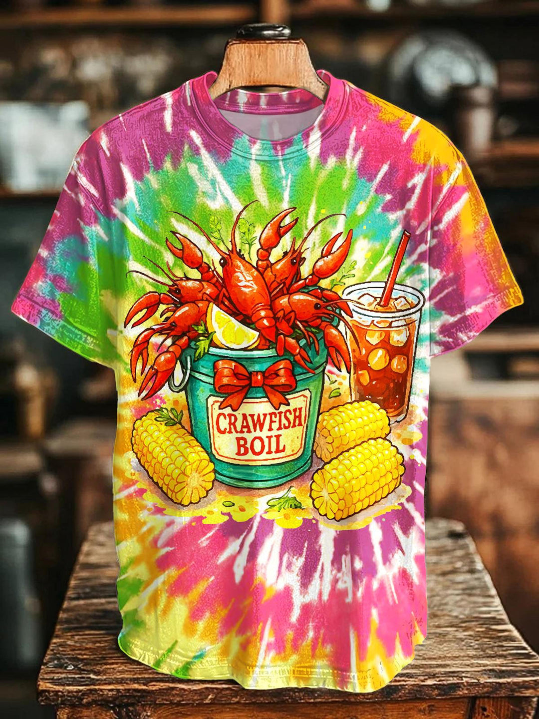Vacation Crayfish Printed Crew Neck T-shirt