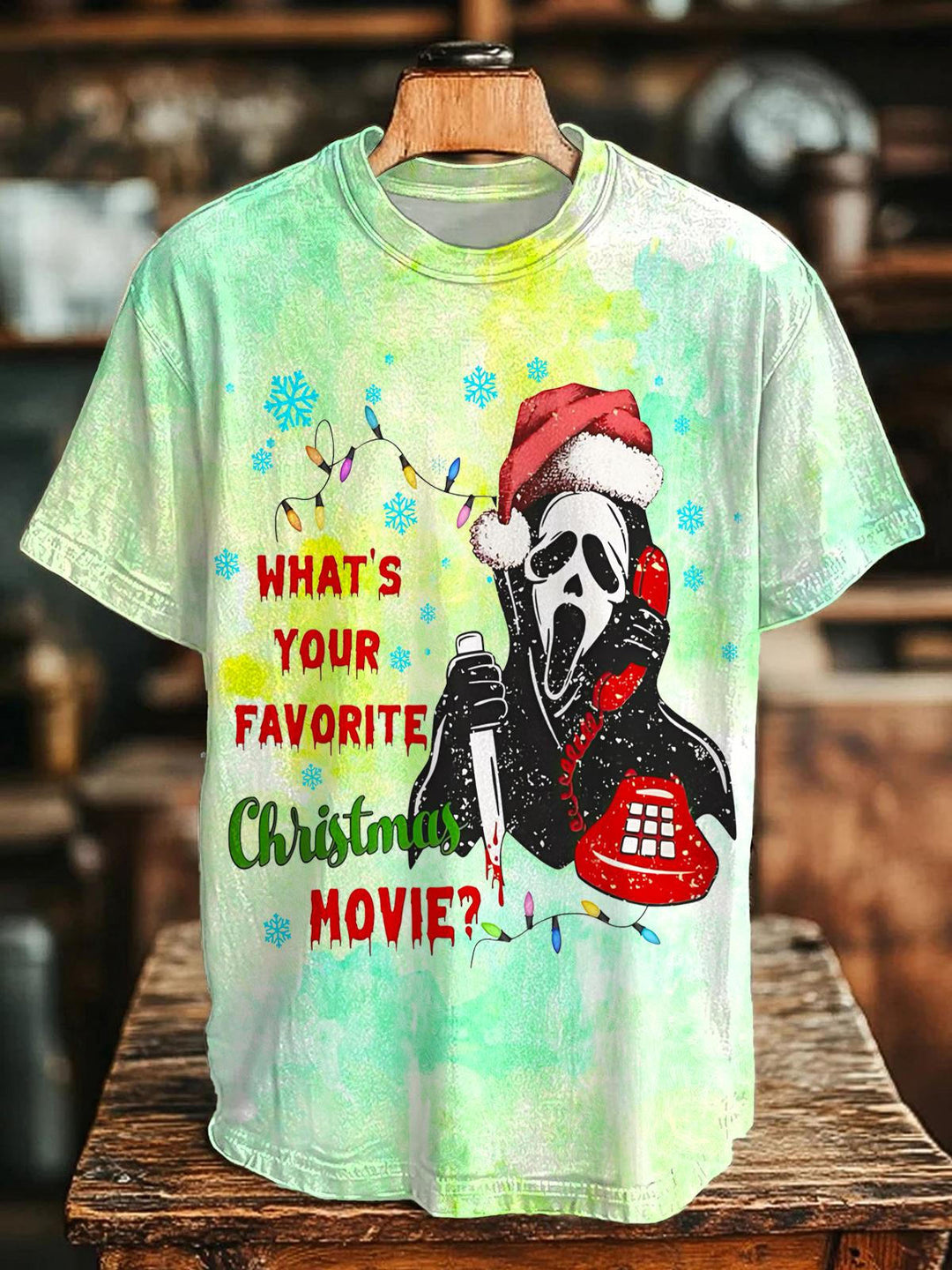 Fun Christmas Print Crew Neck T-shirt