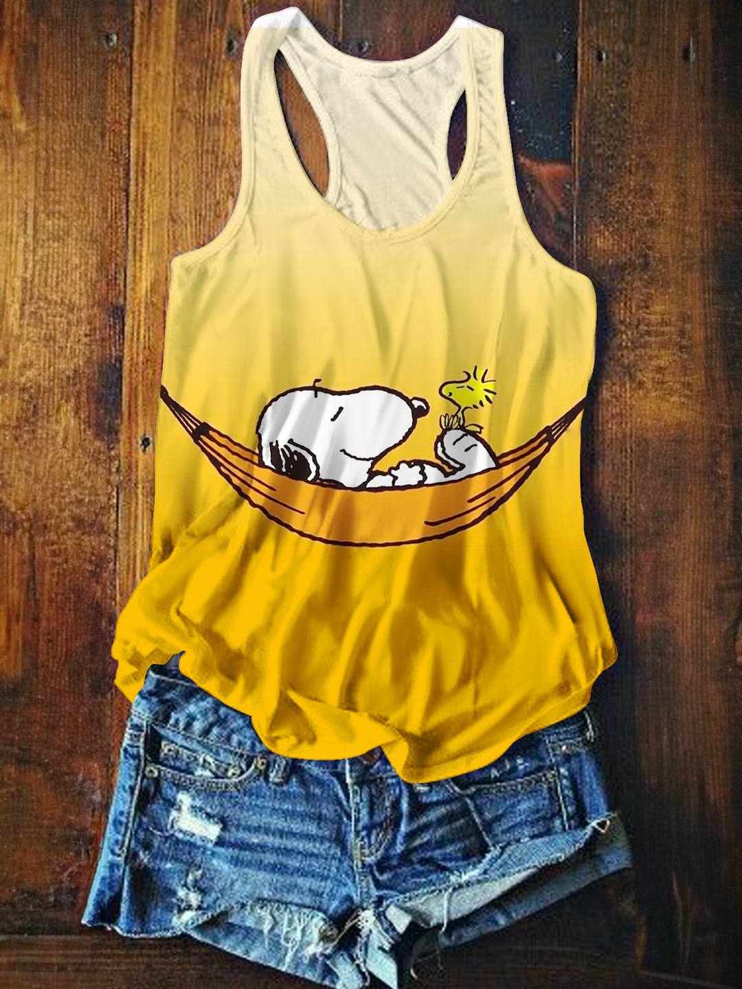 Fun Beach Vacation Snoopy Printed Casual Tank Top