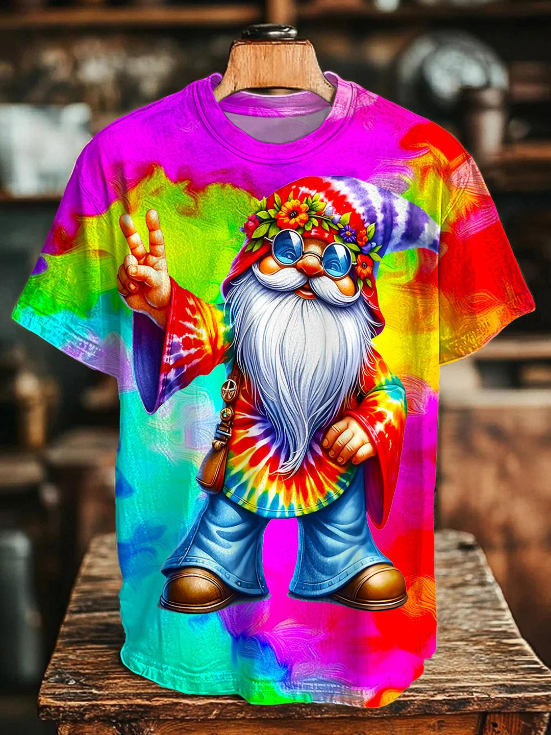 Hippie Gnome Printed Crew Neck T-shirt