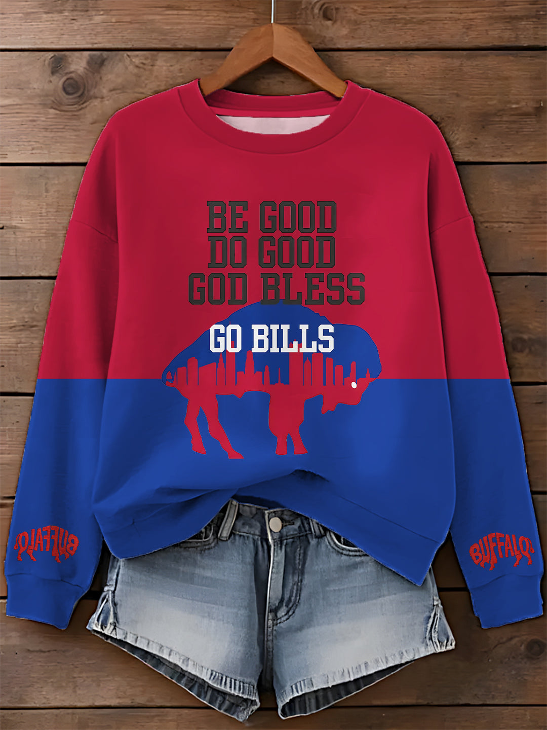 Buffalo Bills Football Printed Long Sleeve Casual Top