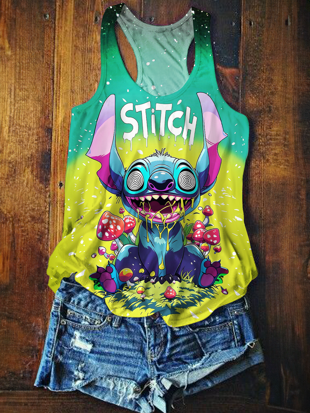Psychedelic Color Cartoon Hippie Printed Casual Tank Top