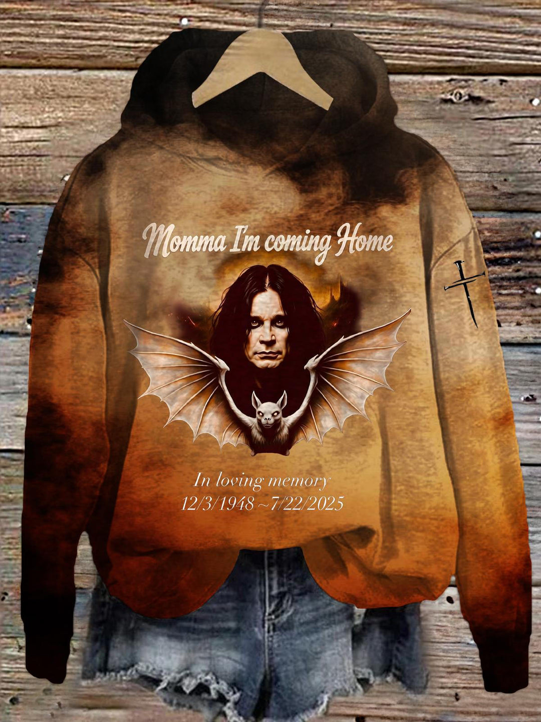 Ozzy Osbourne Retro Long Sleeve Printed Hoodie
