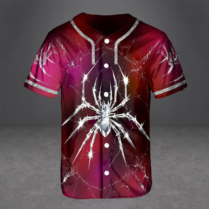 Halloween Gothic Spider Print Baseball Jersey