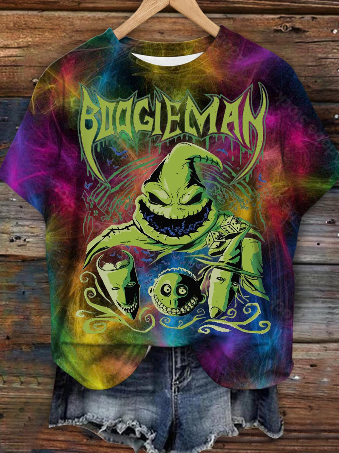 Halloween Ghost Tie Dye Print Short Sleeved Crew Neck T-shirt