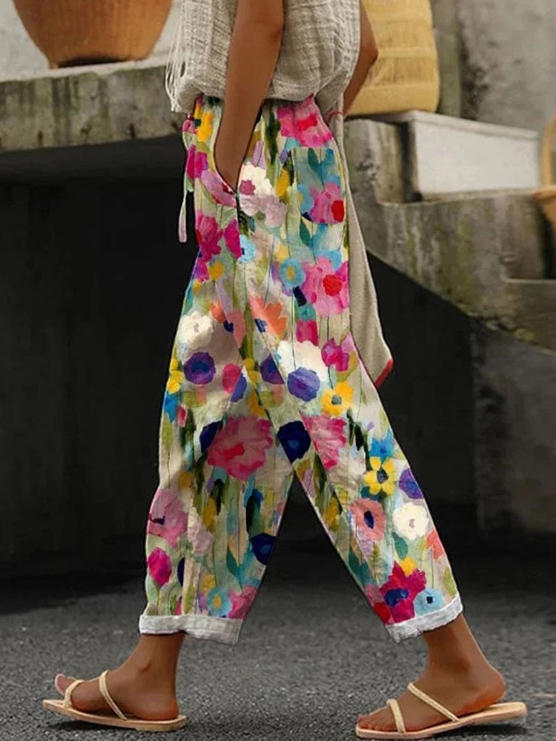 Women floral print Pants With Pockets