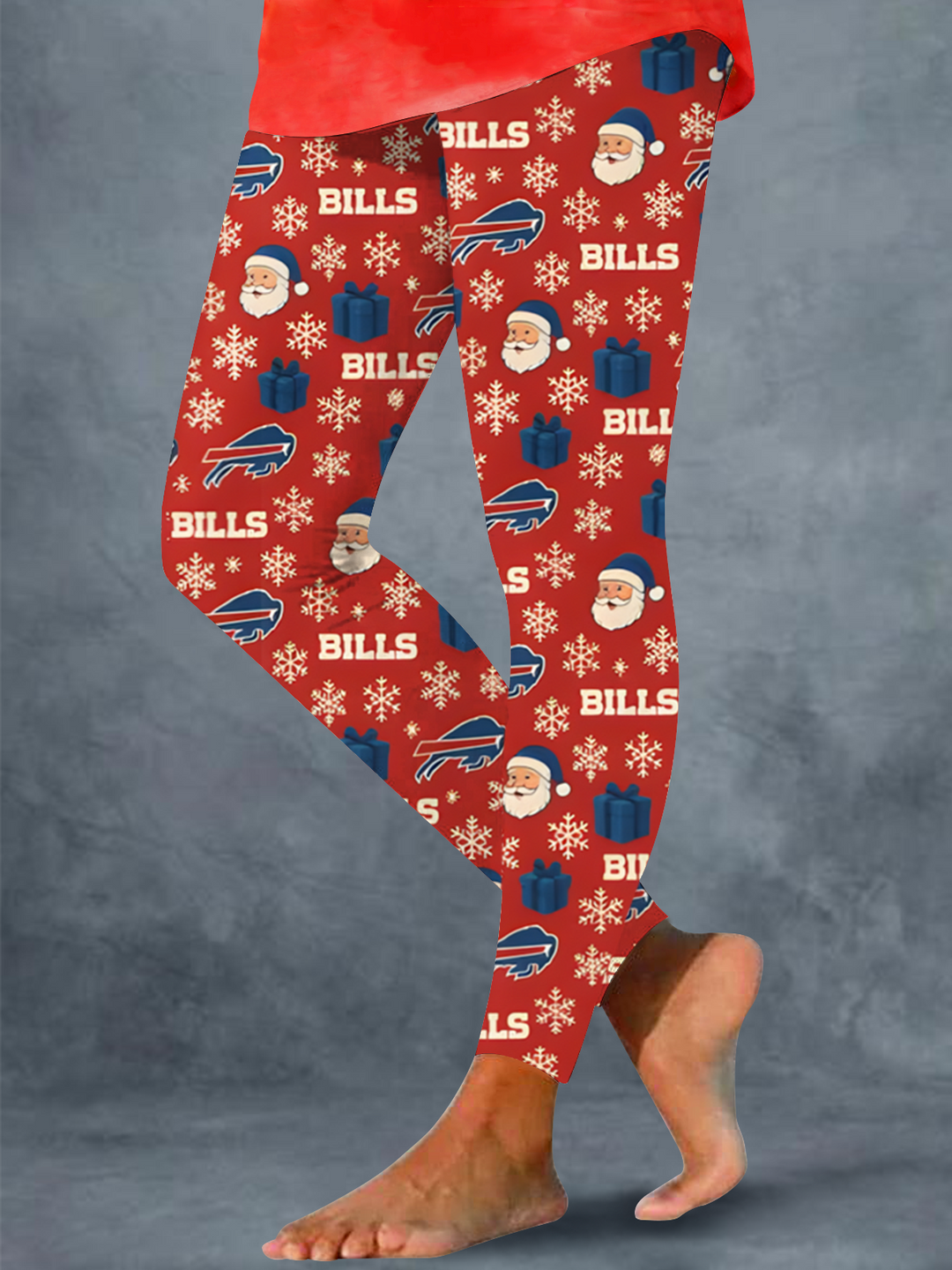Vintage Christmas Buffalo Bills Print Leggings