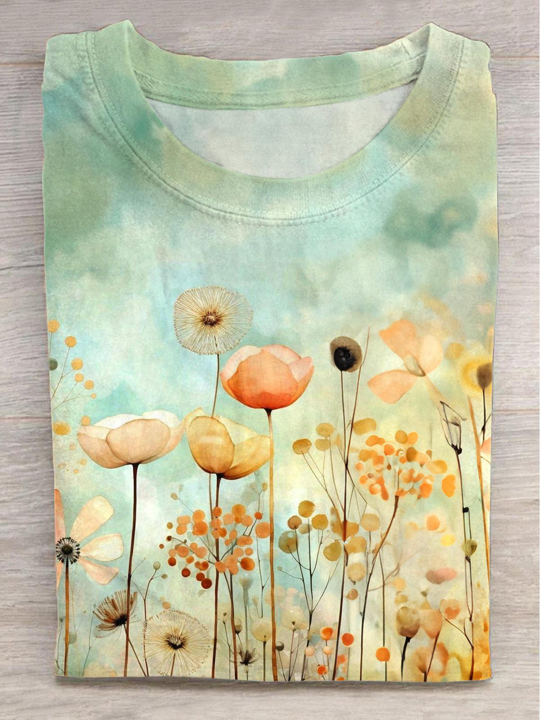 Flowers And Plants Crew Neck T-shirt