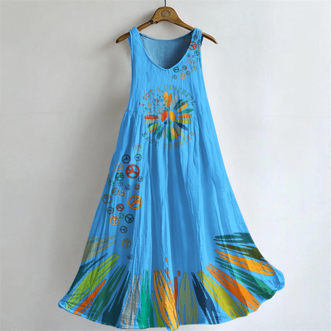Hippie Literary Exquisite Hemp Sleeveless V-Neck Dress