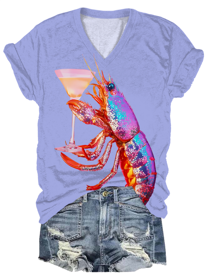 Glitter Disco Shrimp V-neck T-Shirt