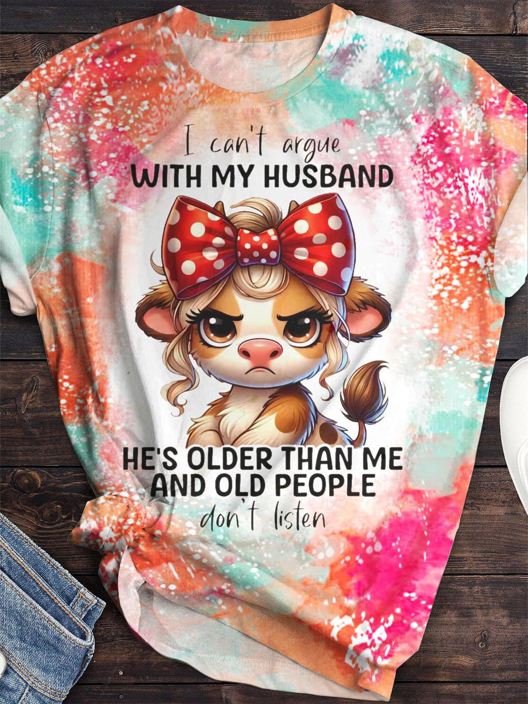 Funny Calf Printed Crew Neck T-shirt