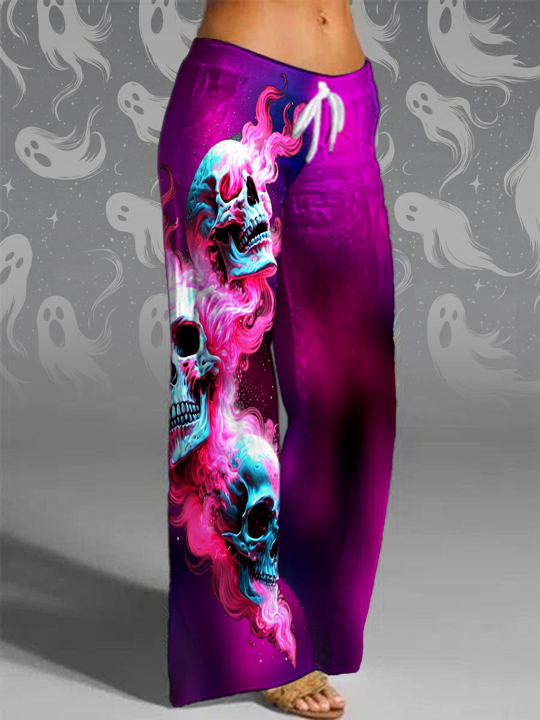 Halloween Skull Print Casual Pants