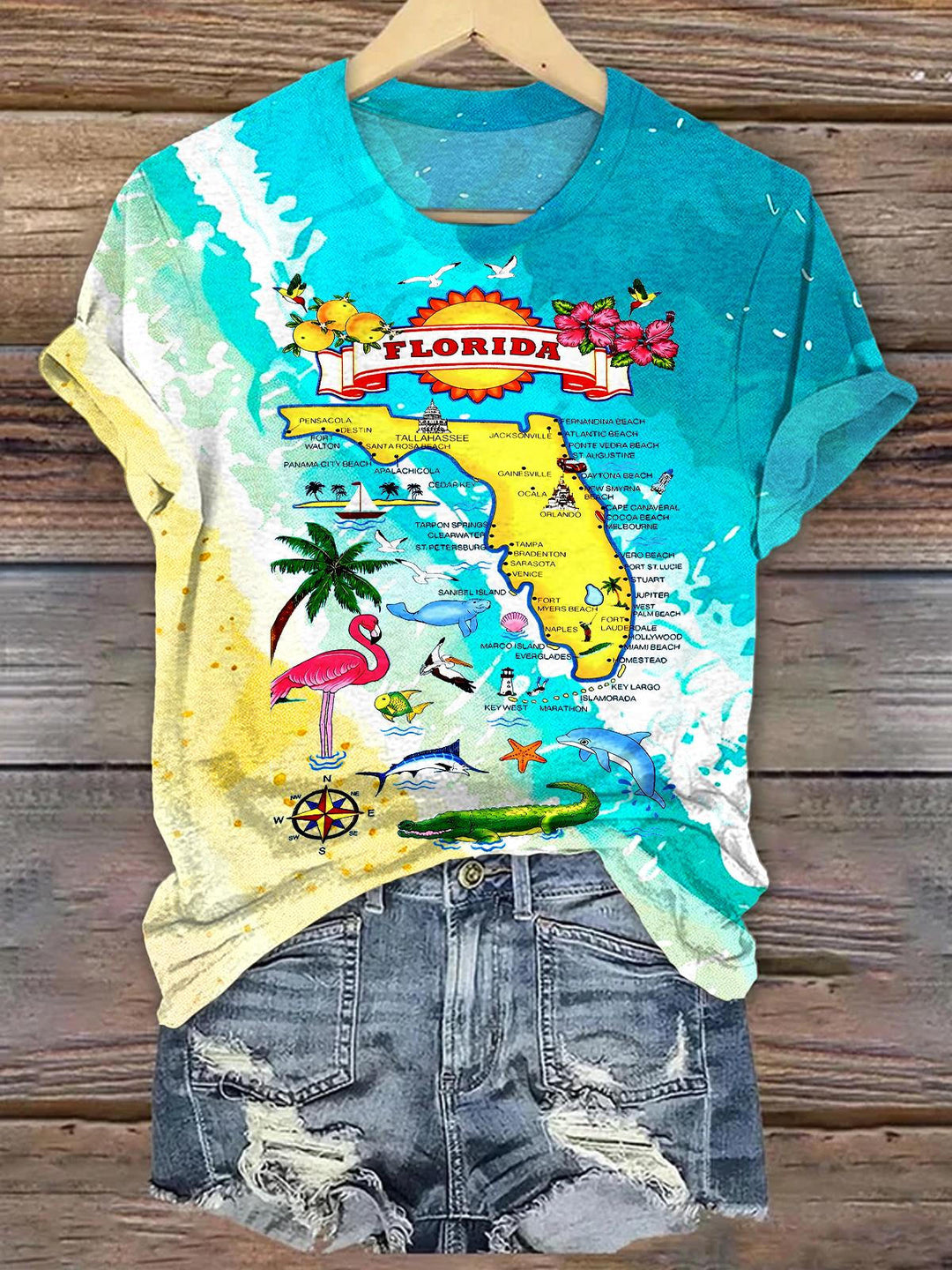 Florida Print Crew Neck T-shirt