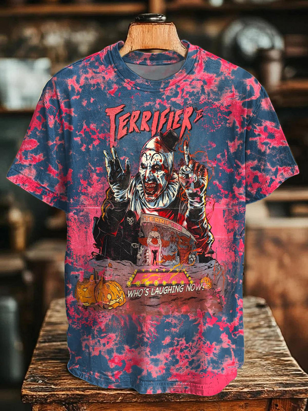 Halloween Clown Print Crew Neck T-shirt