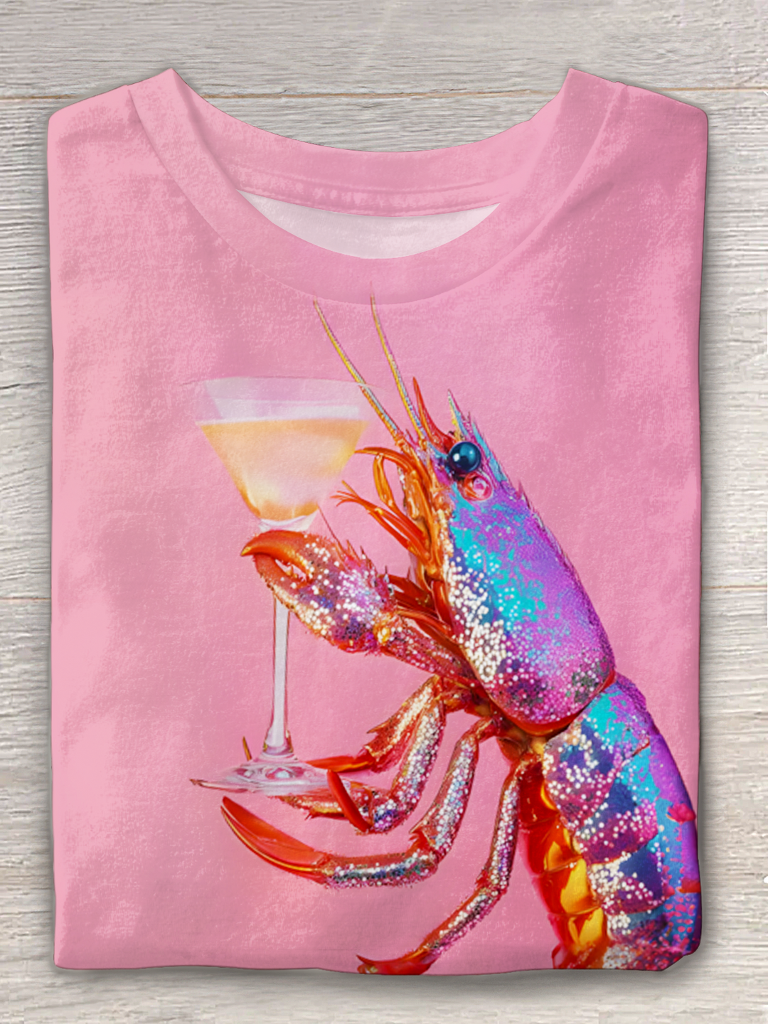 Glitter Disco Shrimp Art Crew Neck T-shirt