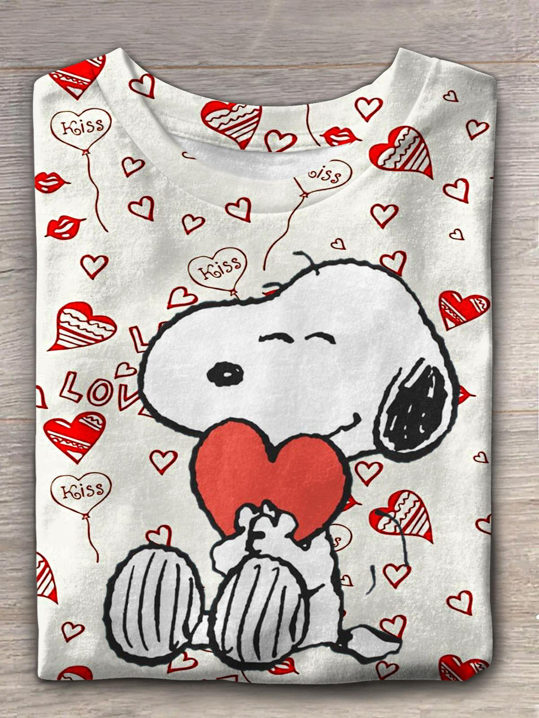 Women's Snoopy Valentine's Day Print Crew Neck T-shirt