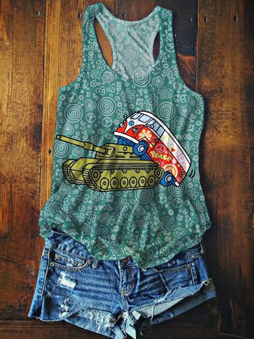 Funny Hippie Printed Casual Tank Top