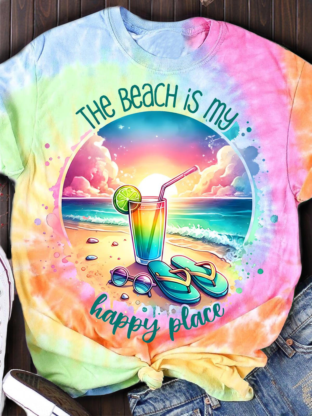 The Beach is My Happy Place Crew Neck T-shirt