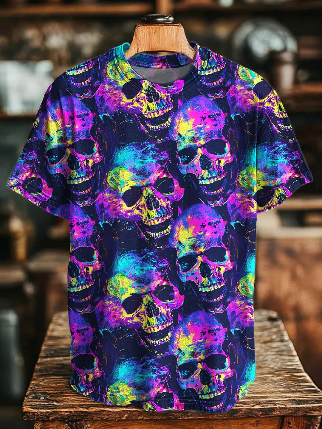 Halloween Hippie Skull Crew Neck T-shirt