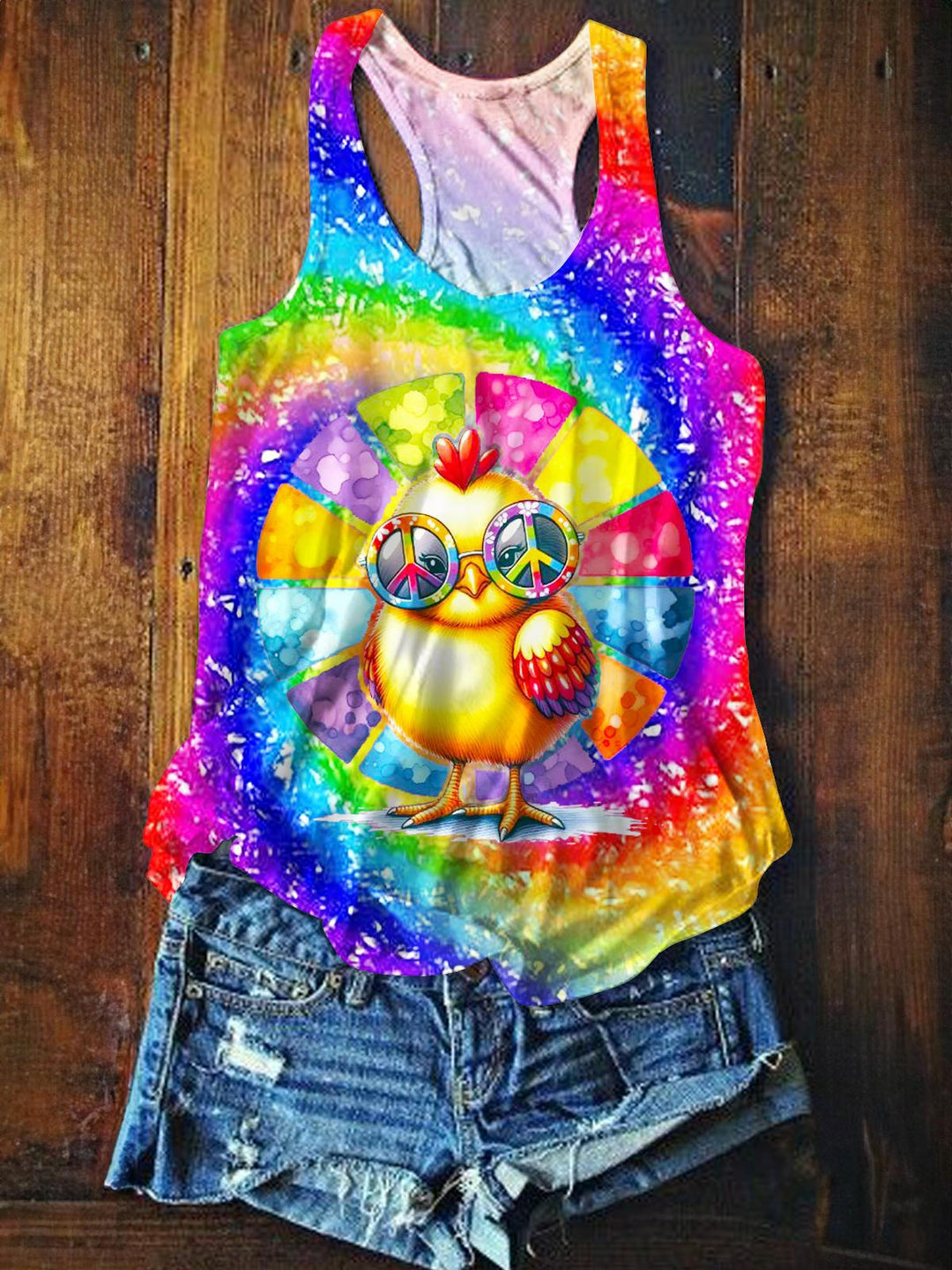 Cute Hippie Chick Printed Casual Tank Top