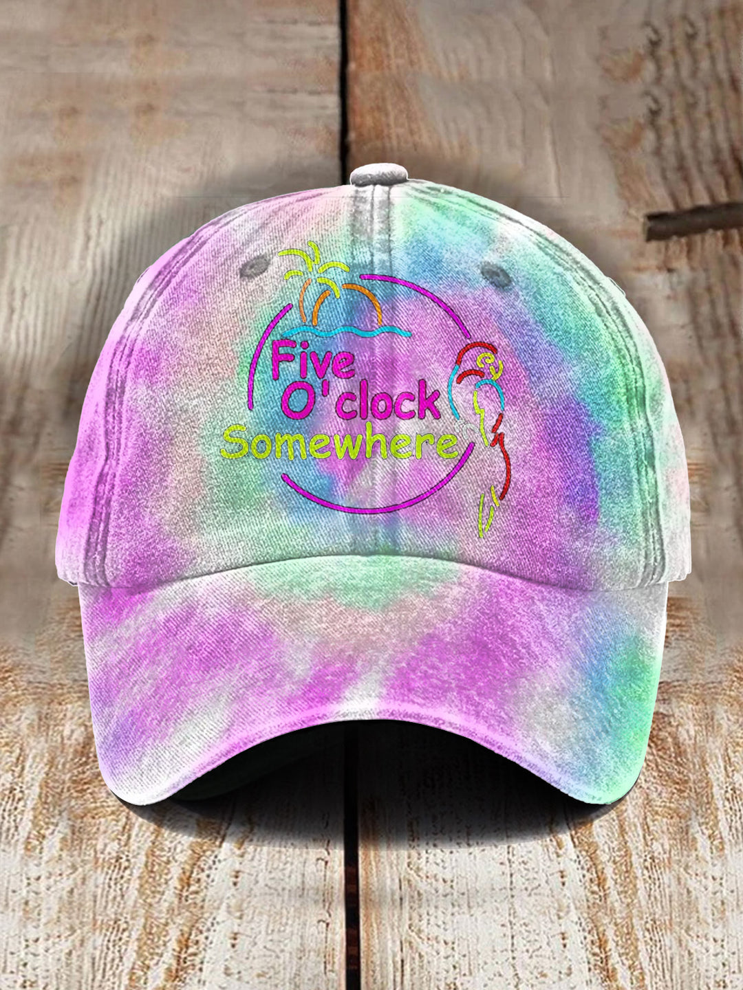 Five O'Clock Somewhere Tie Dye Print Baseball Cap