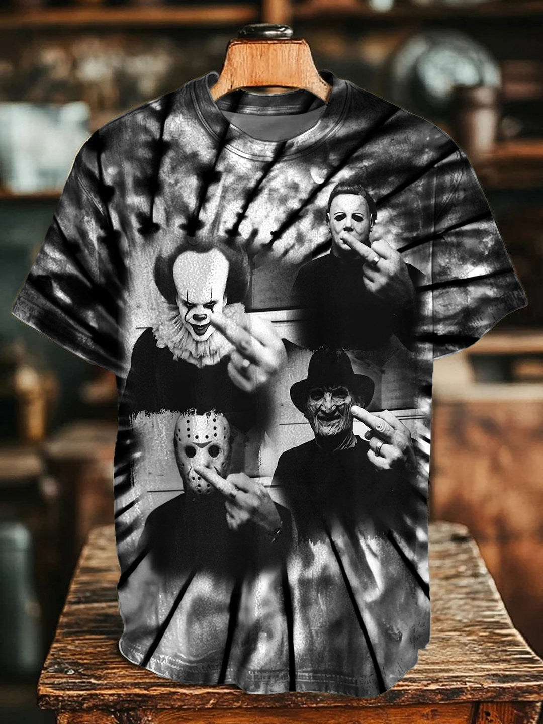Halloween Horror Movie Print Crew Neck T-shirt