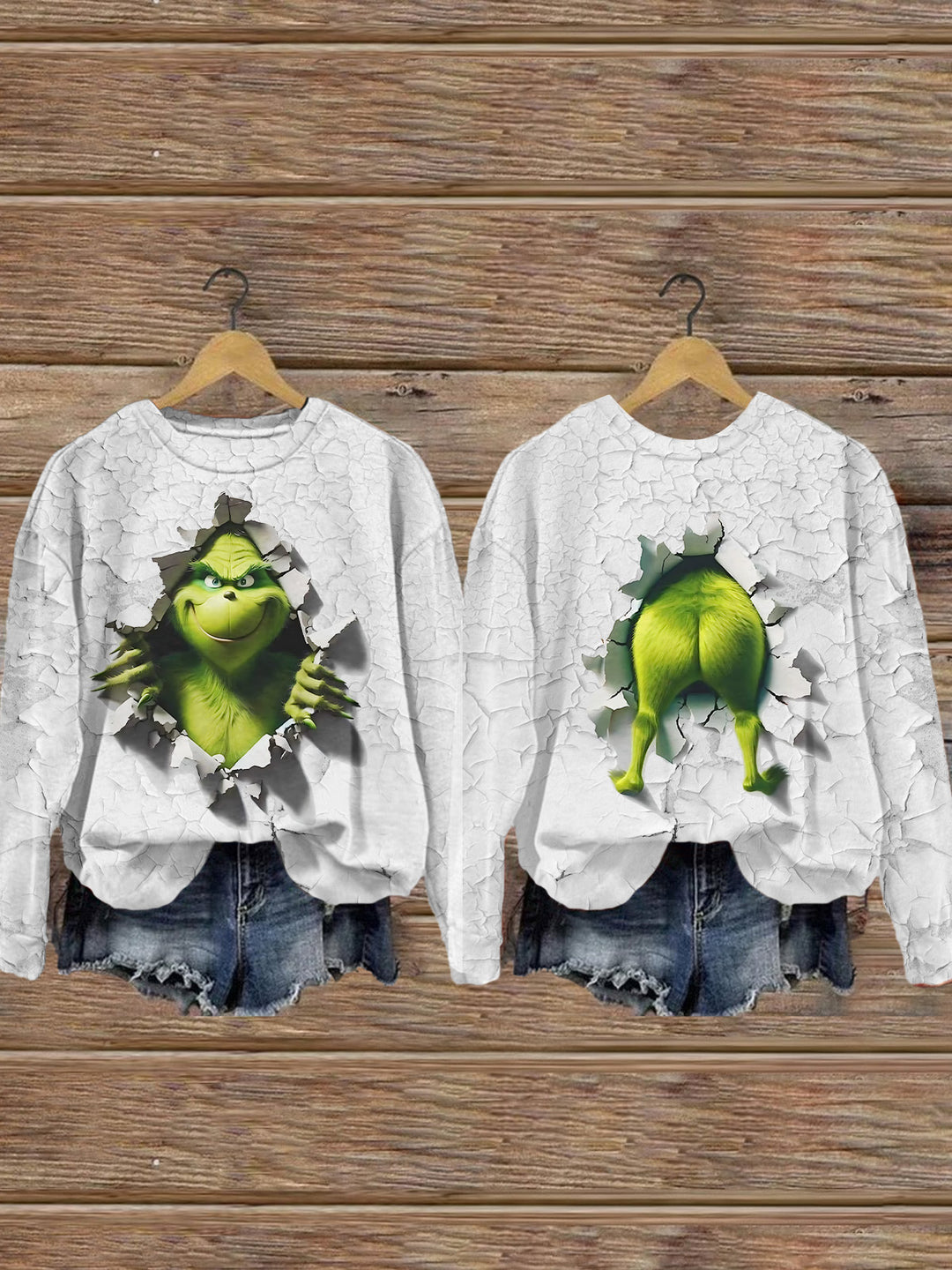 Fun Grinch Printed Long Sleeve Casual Top