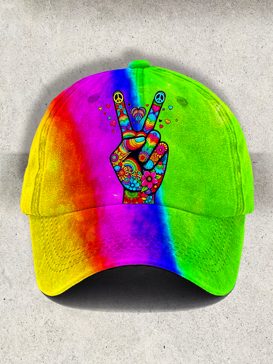 Tie Dye Peace Sign Men's Print Baseball Cap