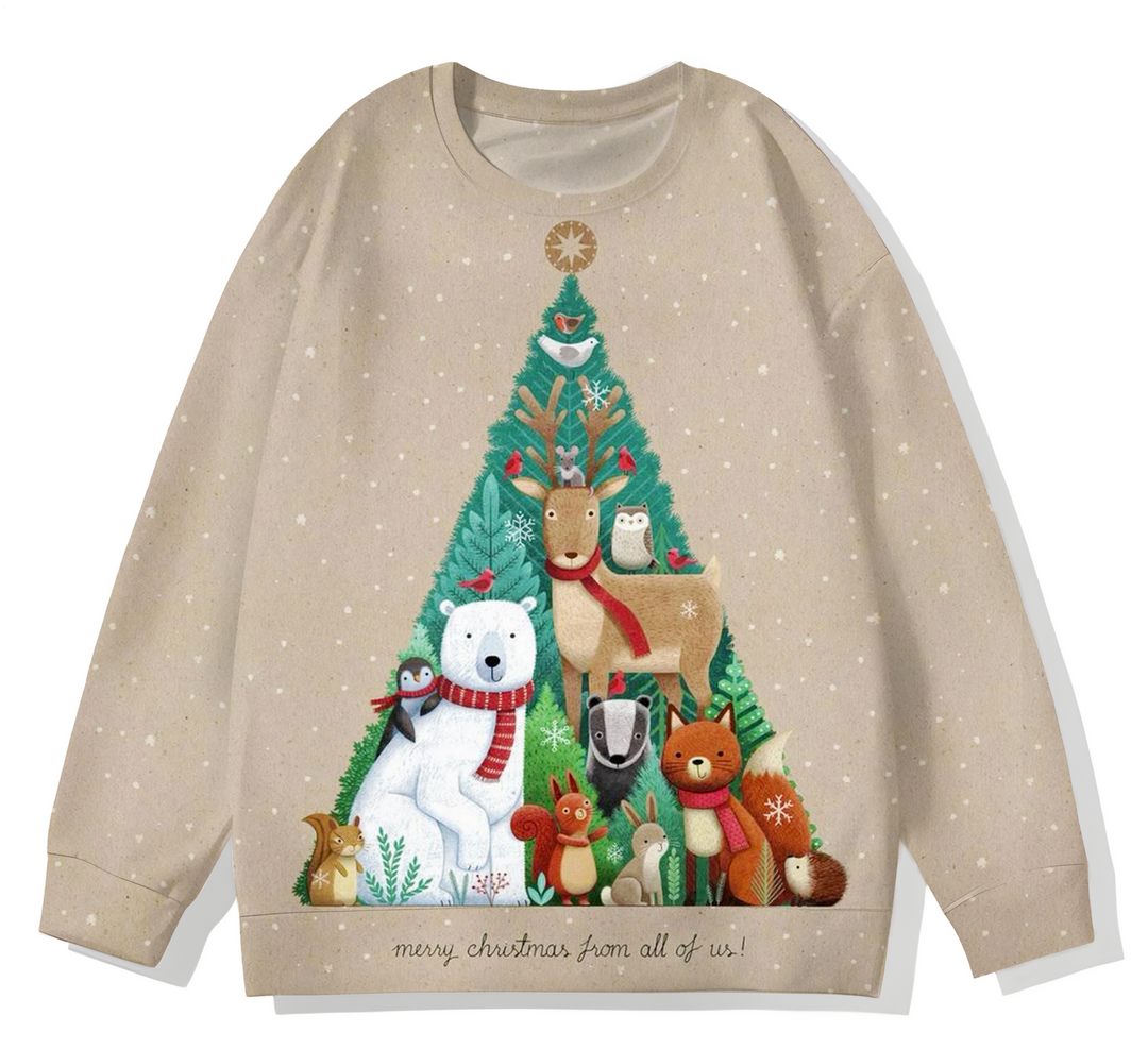 Merry Christmas From All Of Us Printed Long Sleeve Casual Top