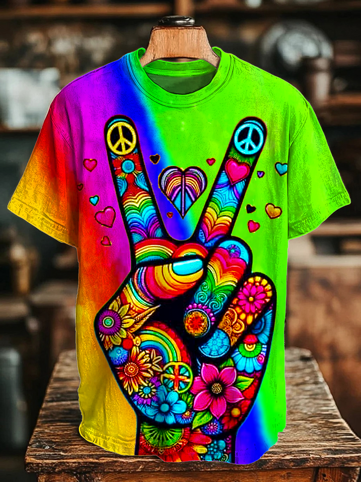 Tie Dye Hippie Love and Peace Art Printed Casual Tank Top