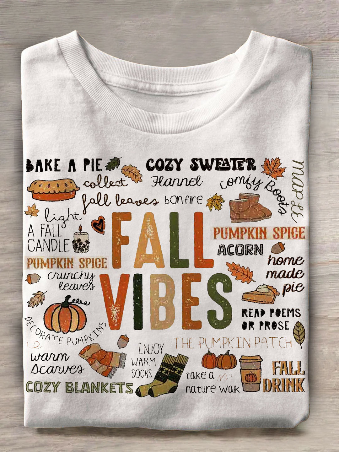 Fall Printed Casual Short Sleeve Tops