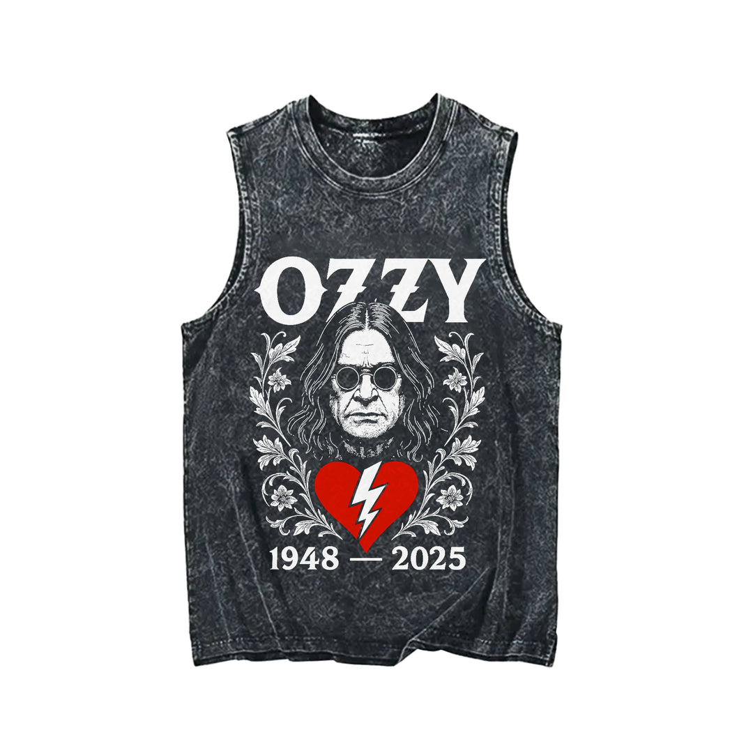 Ozzy Osbourne Washed Cotton Round Neck Sleeveless Vest