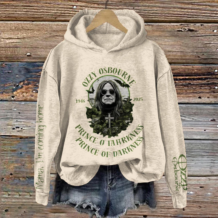 Ozzy Osbourne Print Long Sleeve Printed Hoodie