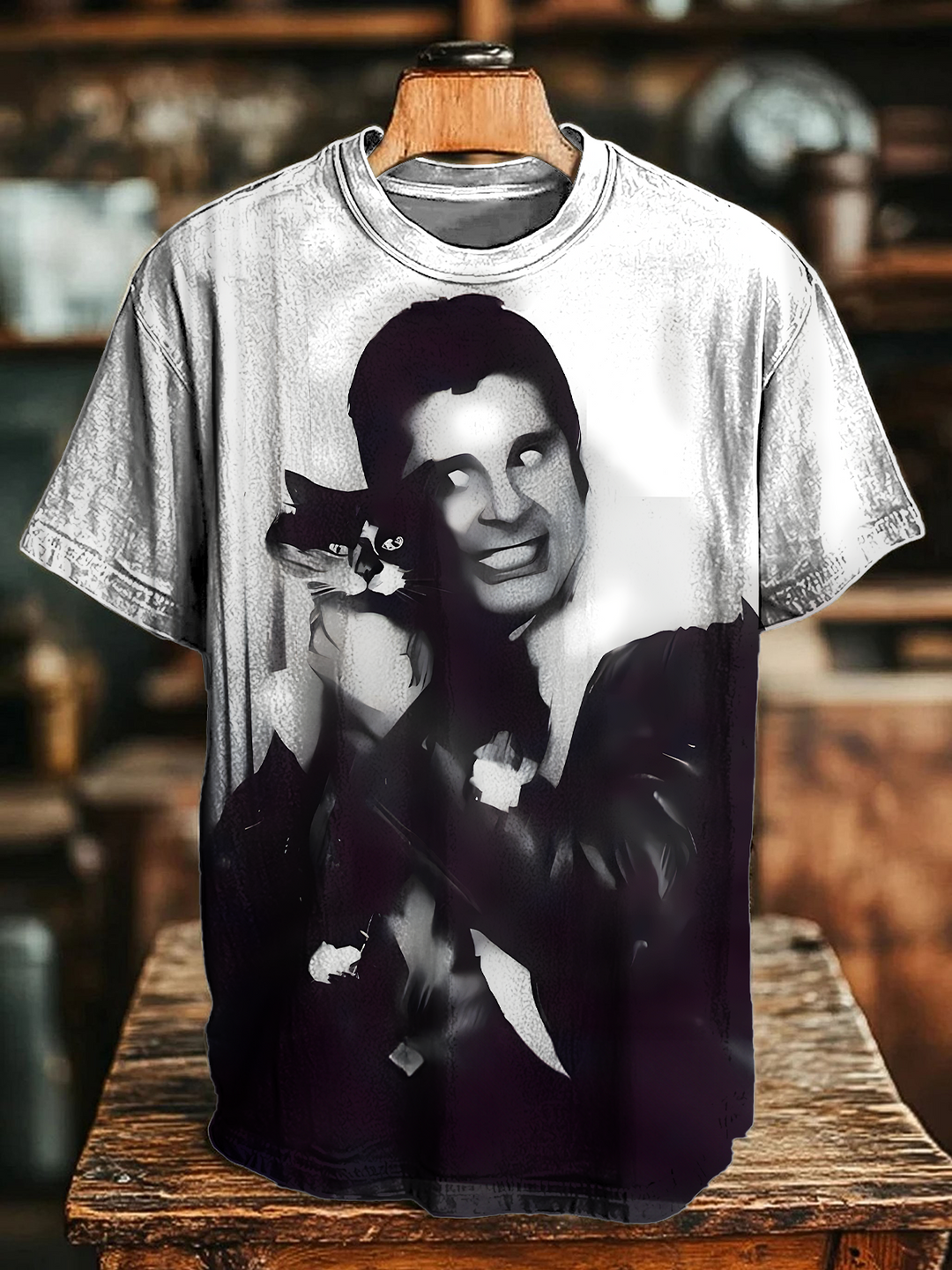 Ozzy Cat Funny Crew Neck T-shirt