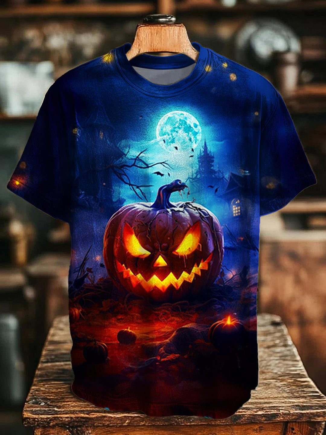 Halloween Pumpkin Print Crew Neck T-shirt