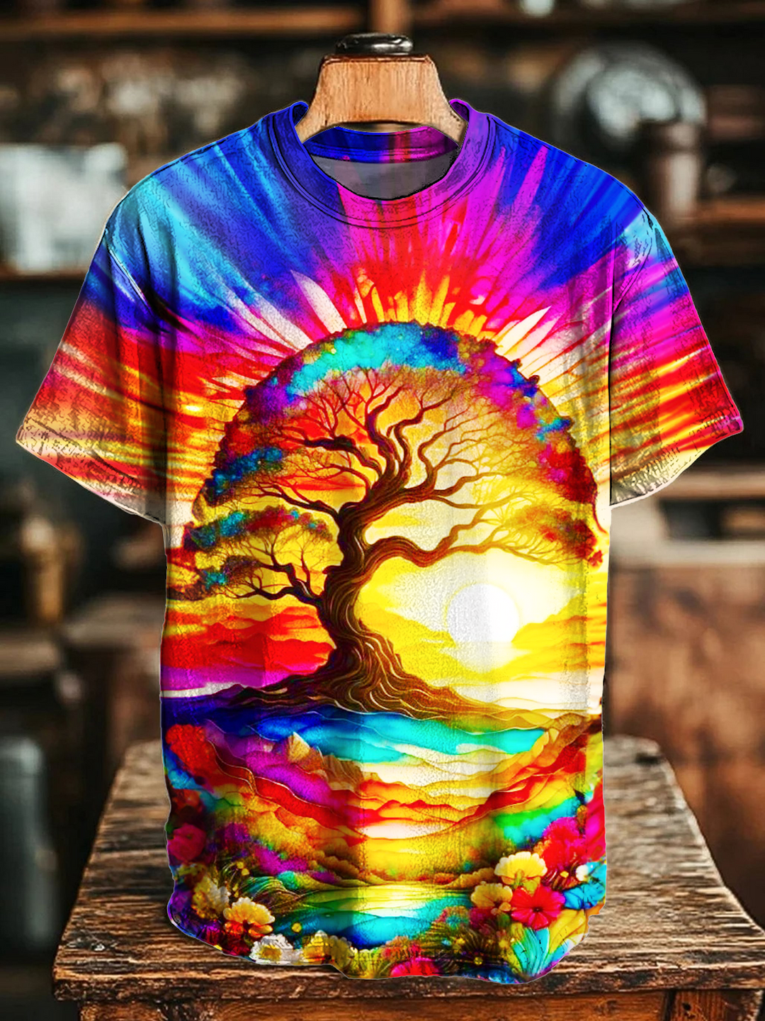 Colorful Hippie Nature Crew Neck T-shirt