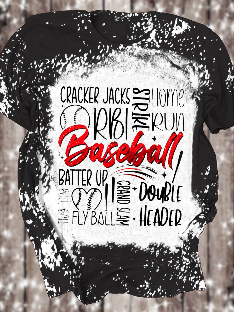 Baseball Funny Word Crew Neck T-shirt
